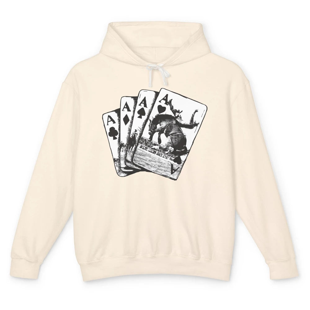 Punchy Cowboy Horsing Playing Cards Western Cowboy Rodeo Unisex Lightweight Hoodie