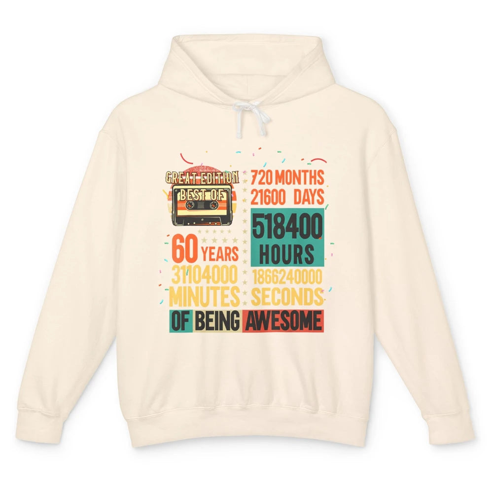 Retro 60s Lifetime Cassette Music Count Down 60th Birthday Unisex Lightweight Hoodie