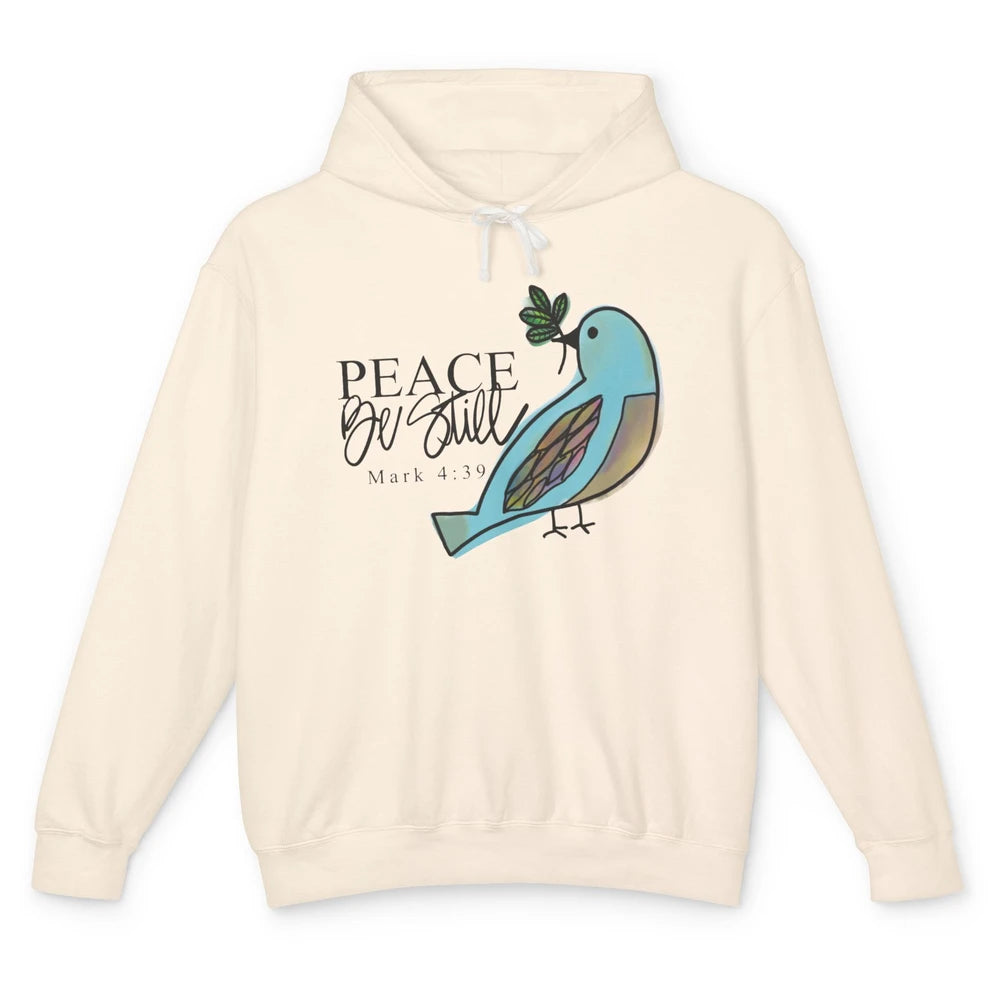 Bird Peace Be Still And Know Bible Verse Christian Religious Unisex Lightweight Hoodie