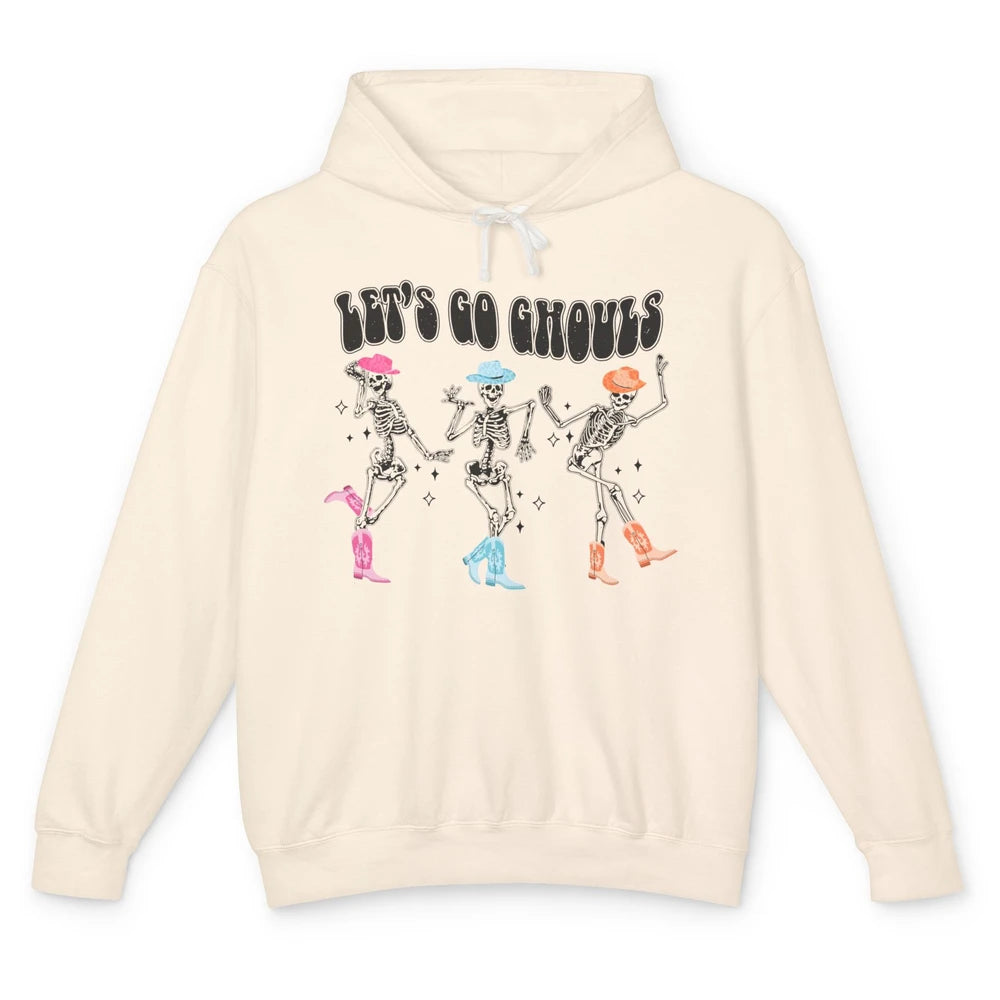 Dancing Skeleton Cowboy Let's Go Ghouls Western Halloween Unisex Lightweight Hoodie