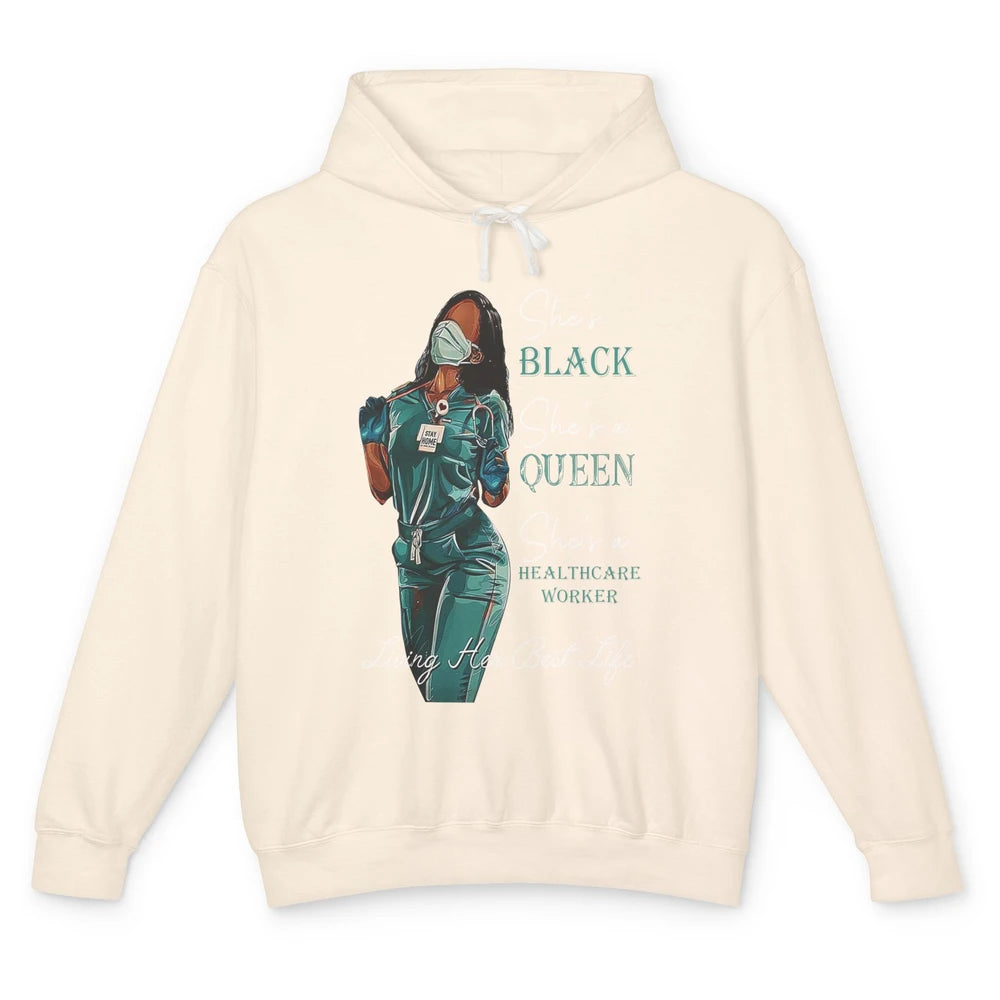 Black Healthcare Worker Proud Nurse Black Queen Pride Gift Unisex Lightweight Hoodie