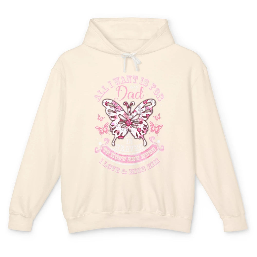 Heaven Beautiful Dad In Heaven Angel Butterfly Papa Guardian Unisex Lightweight Hoodie