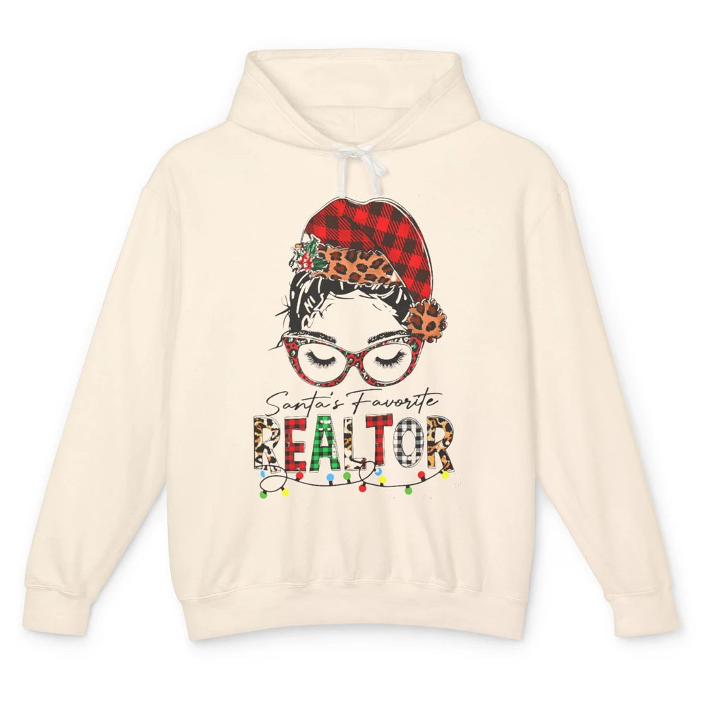 Merry Christmas Xmas Santa Messy Hair Realtor Real Estate Unisex Lightweight Hoodie