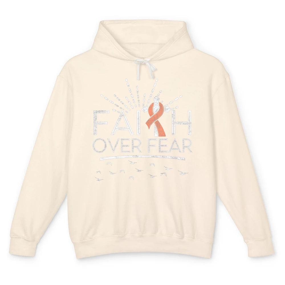 Faith Over Fear Peach Ribbon Uterine Cancer Awareness Month Unisex Lightweight Hoodie