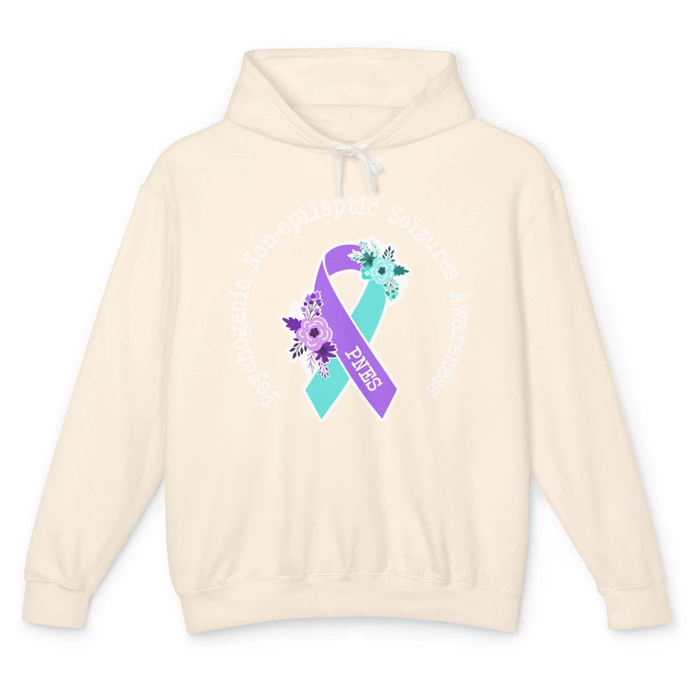 Psychogenic Non-epileptic Seizures PNES Purple Teal Ribbon Unisex Lightweight Hoodie