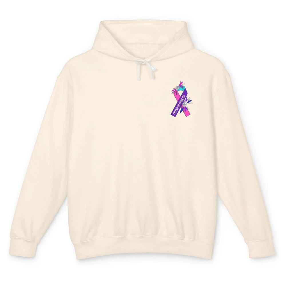 Thyroid Cancer Awareness Purple Pink Ribbon Pocket Size Gift Unisex Lightweight Hoodie