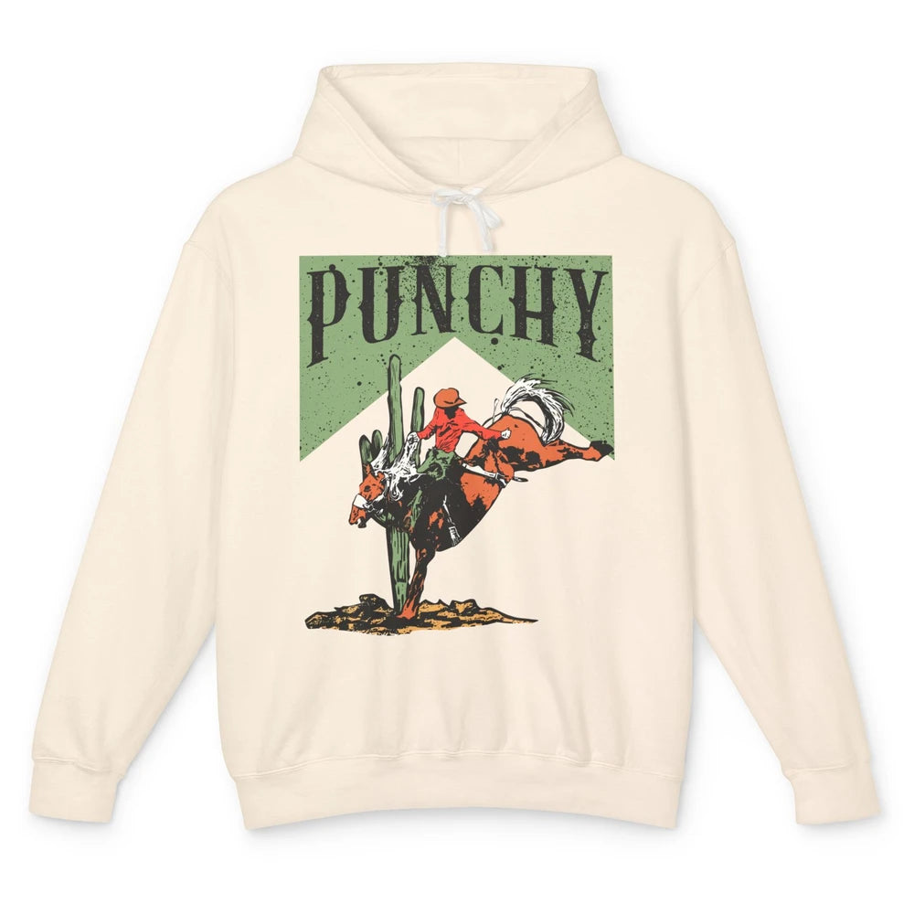 Retro Cowboy Rodeo Punchy Bucking Horse Western Country Unisex Lightweight Hoodie