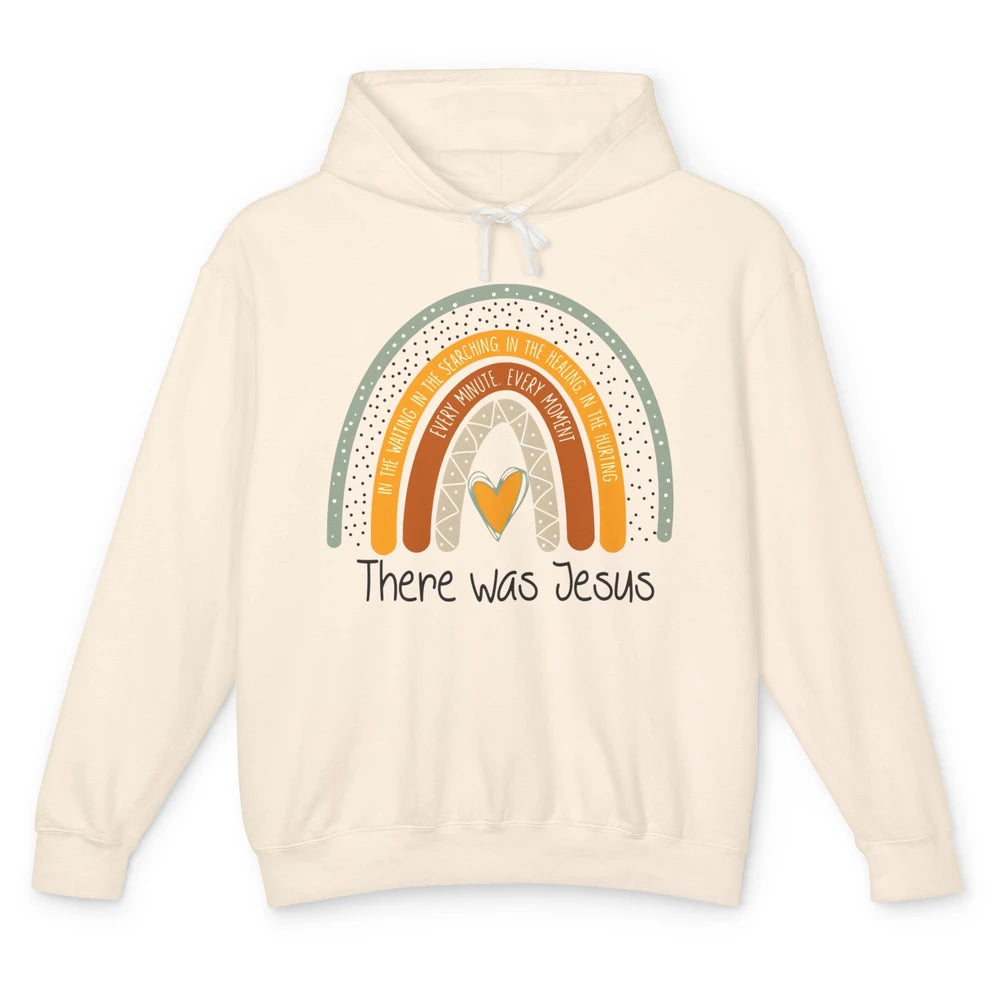 There Was Jesus Love Boho Rainbow Christian Easter Day Unisex Lightweight Hoodie