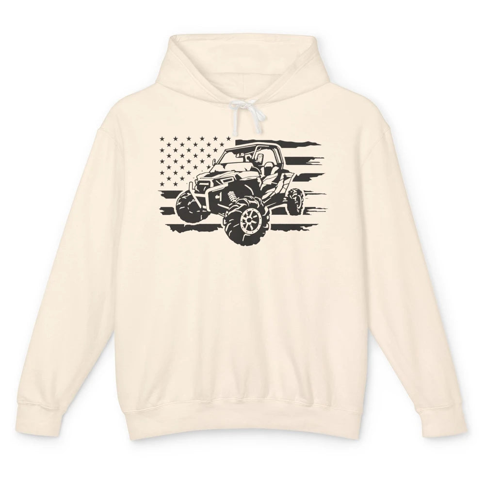 Retro US Flag ATV Side By Side Rider UTV Offroad SXS Life Unisex Lightweight Hoodie