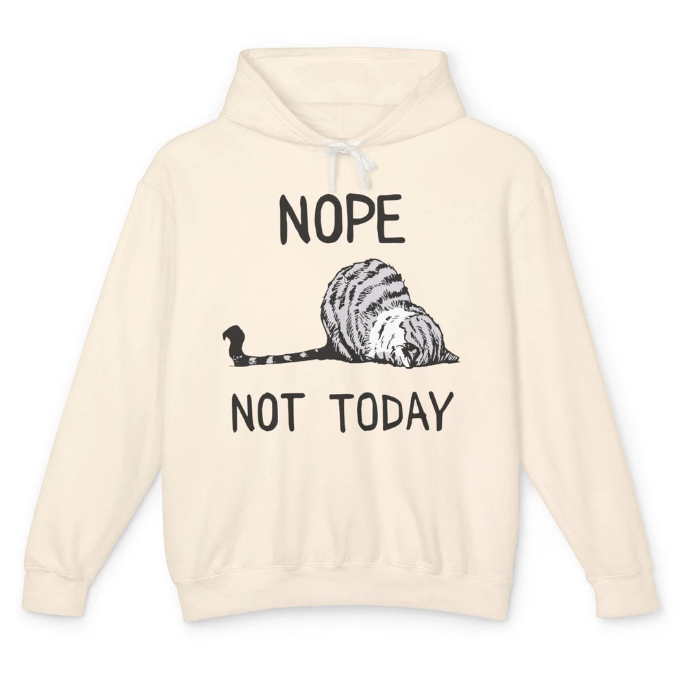 Lazy Cat Nope Not Today Funny Cat Sarcastic Cat Lovers Gift Unisex Lightweight Hoodie