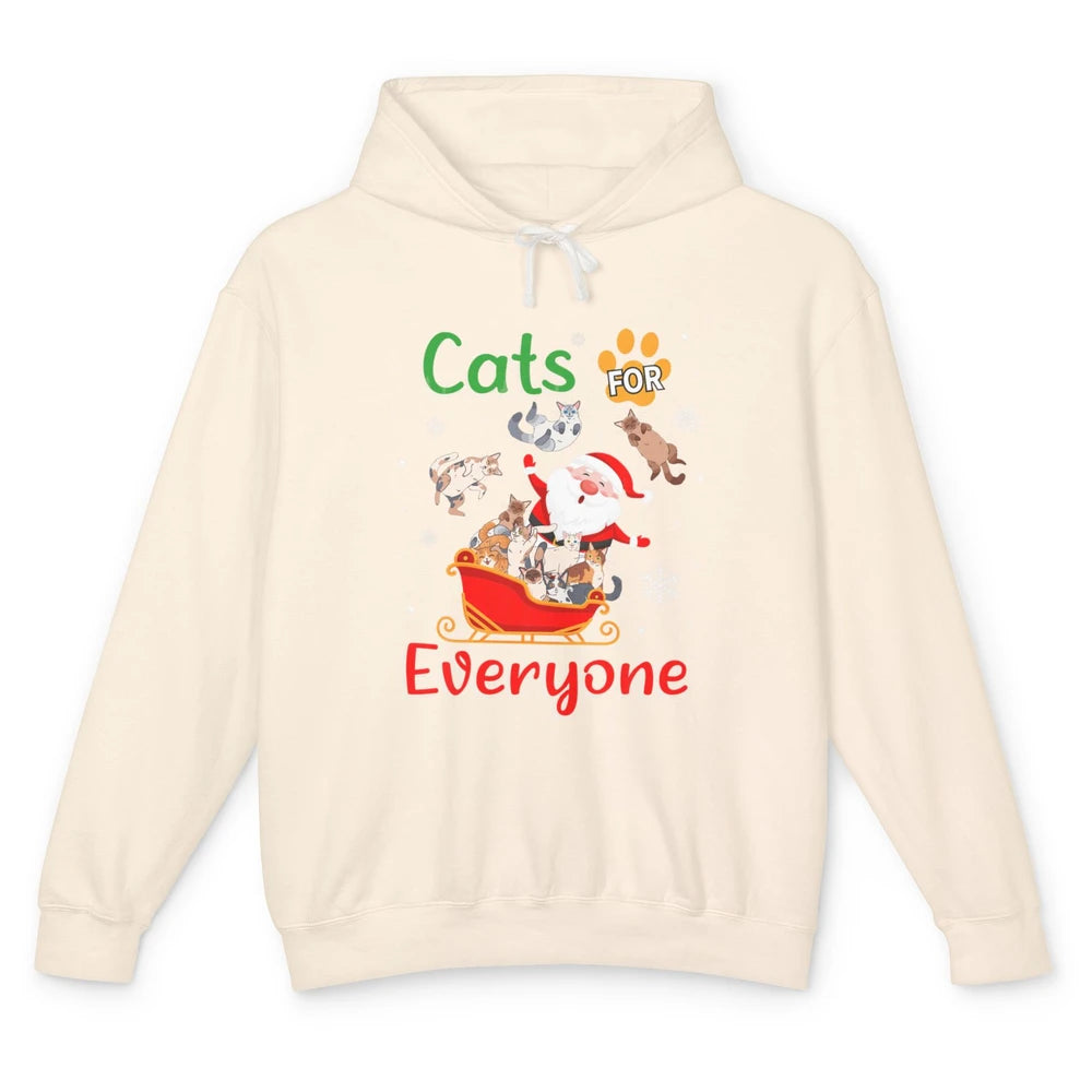 Merry Christmas Cats For Everybody Reindeer Xmas Santa Claus Unisex Lightweight Hoodie