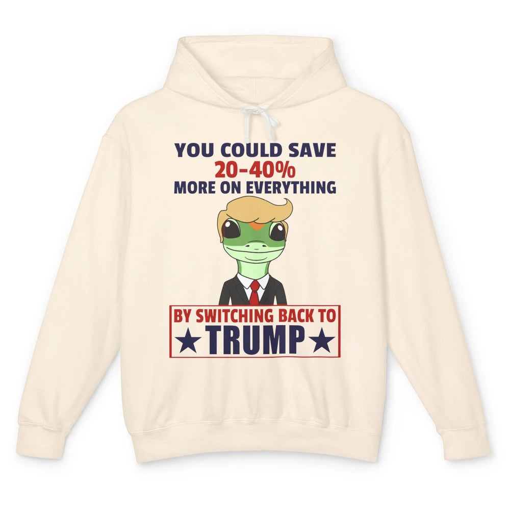 Funny Trump Gecko Switch Back To Trump Save More Republican Unisex Lightweight Hoodie