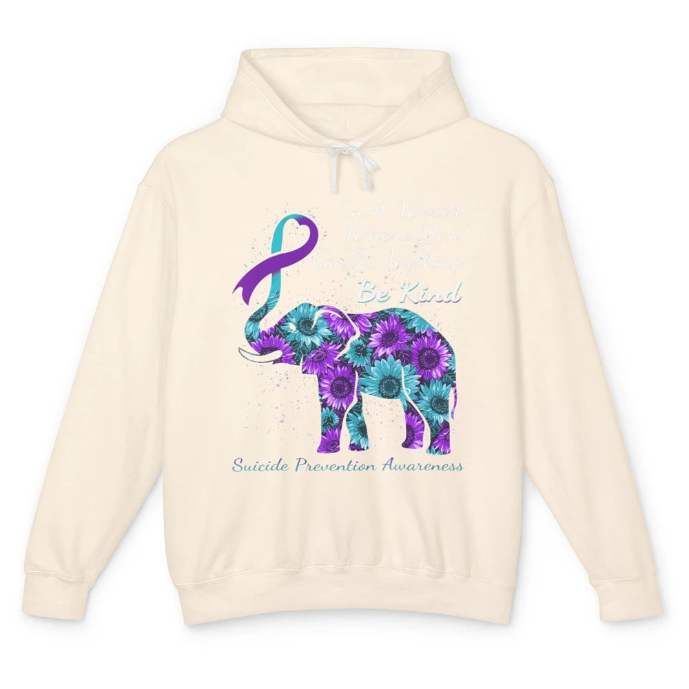 Sunflower Elephant Teal Purple Suicide Prevention Awareness Unisex Lightweight Hoodie