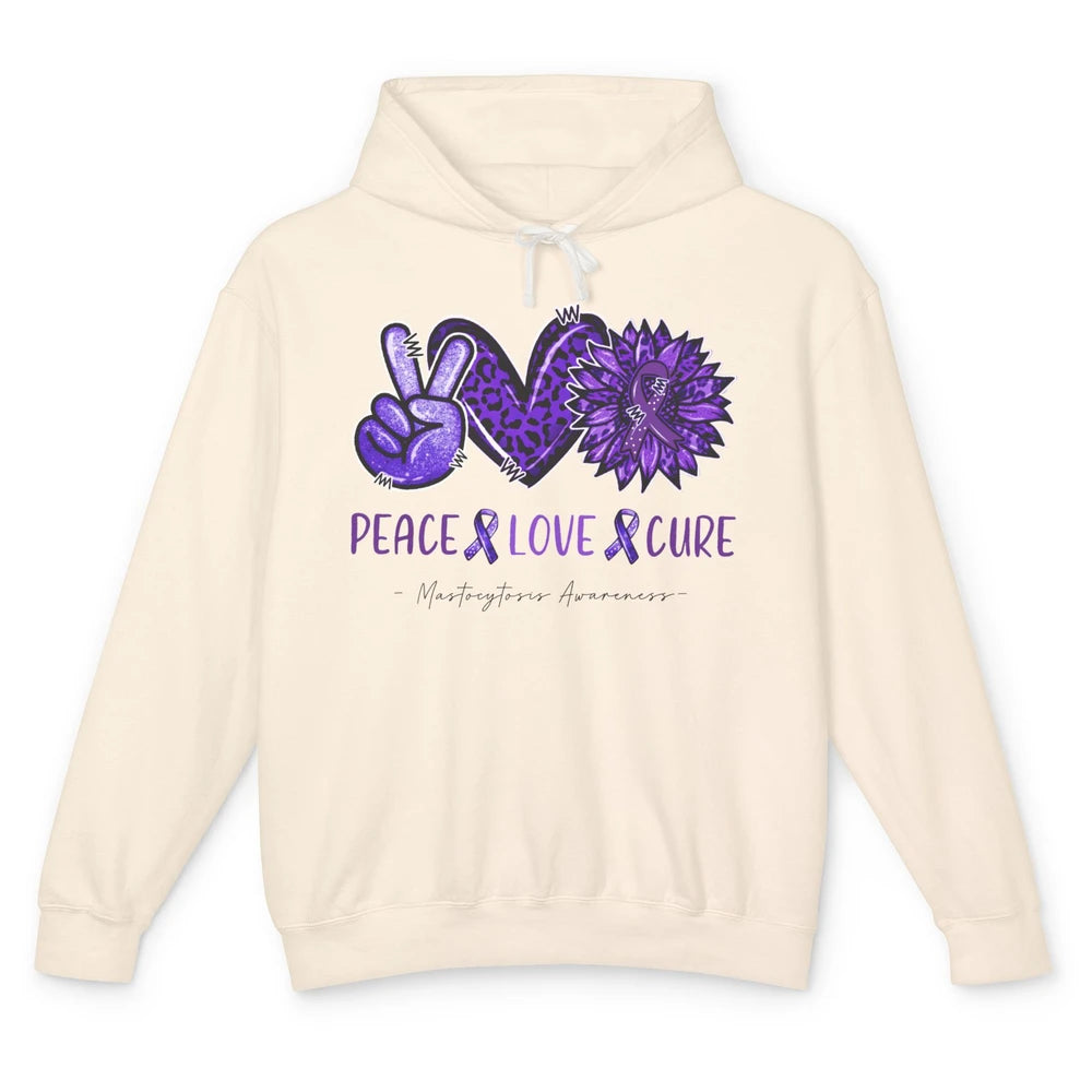 Mastocytosis Awareness Purple Ribbon Peace Love Fight Unisex Lightweight Hoodie