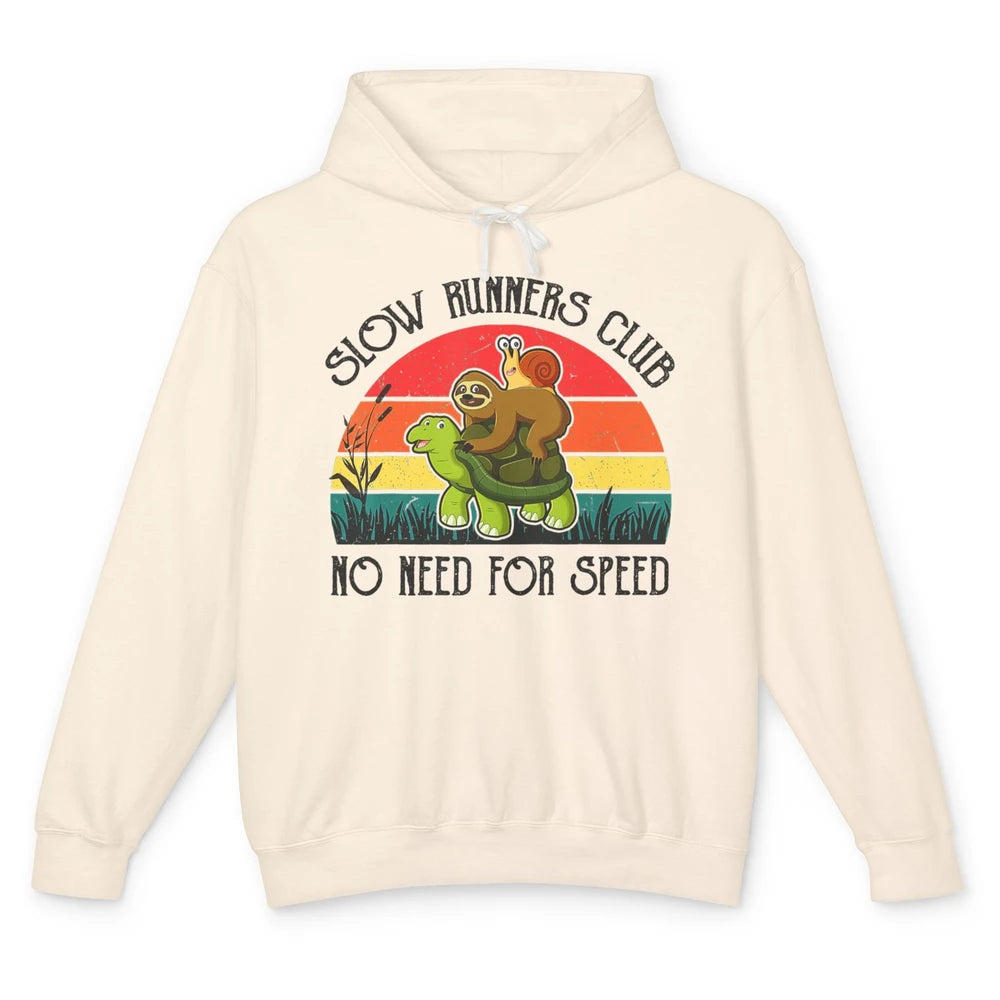 Funny Slow Runners Club Snail Riding Turtle Pun Animal Snail Unisex Lightweight Hoodie