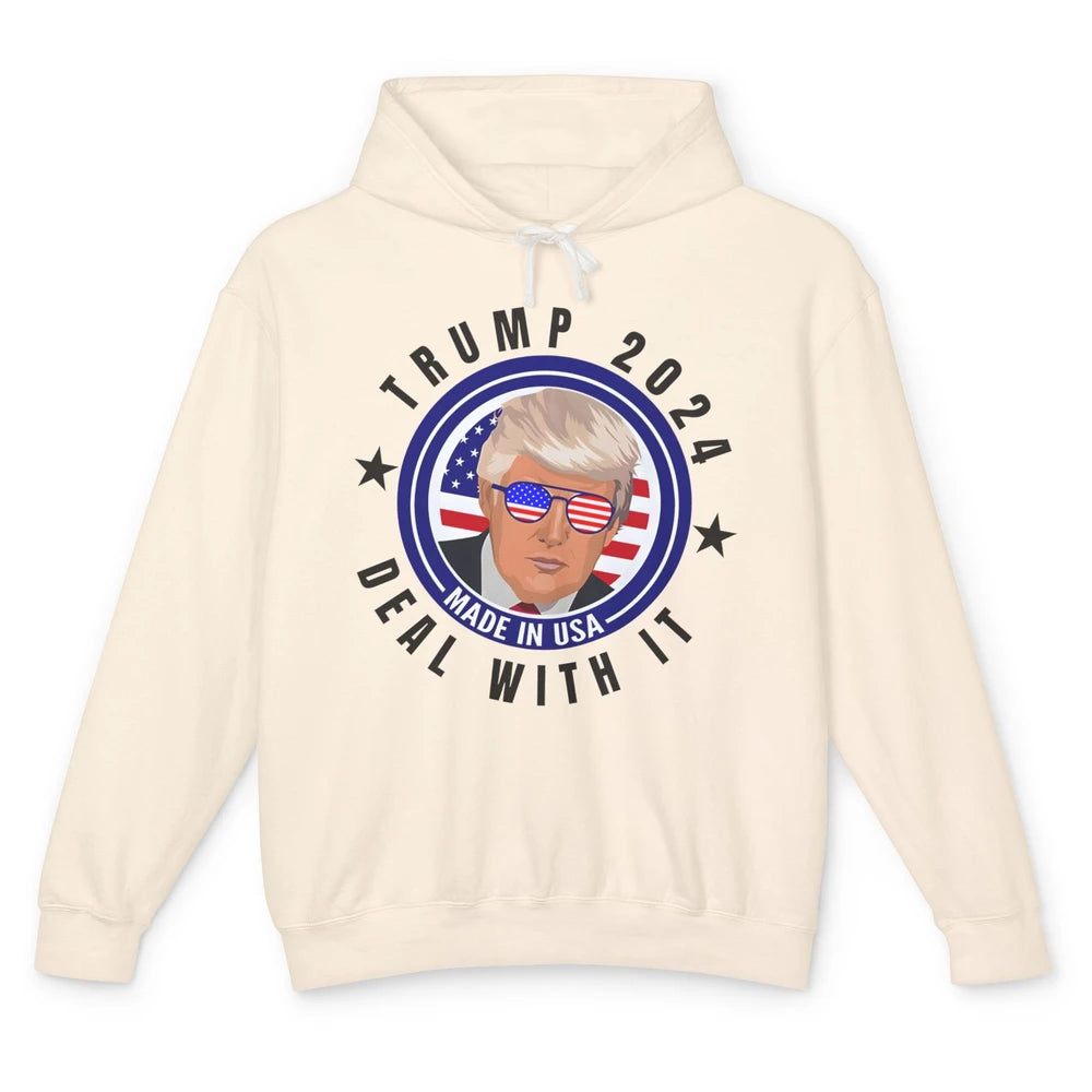 Vote Trump 2024 Deal With It Funny Republican Pro America Unisex Lightweight Hoodie