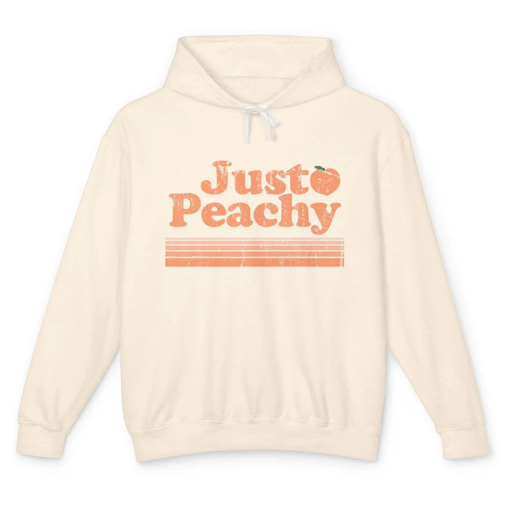 Just Peachy Retro 70s Georgia Peaches Summer Fruit Vegan Unisex Lightweight Hoodie