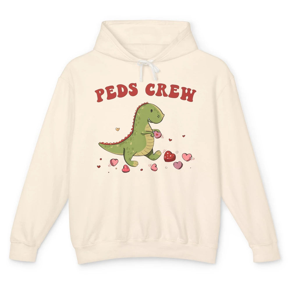 Pediatric Nurse Valentines Dinosaur Peds Crew Valentines Day Unisex Lightweight Hoodie