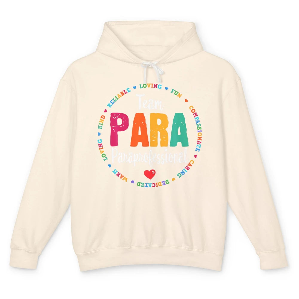 Team Paraprofessional Para Teacher Assistant Education Heart Unisex Lightweight Hoodie