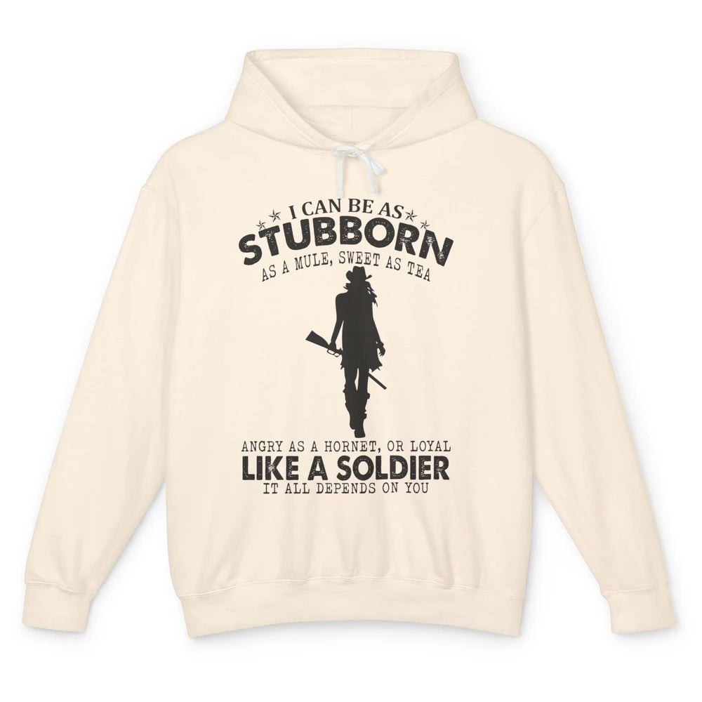 Retro Cowgirl Stubborn As Mule Sweet As Tea Western Country Unisex Lightweight Hoodie