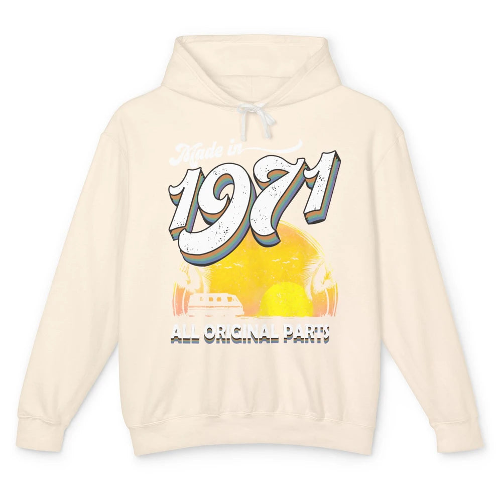 Vintage Born in 1971 All Original Parts 50th Birthday Gift Unisex Lightweight Hoodie