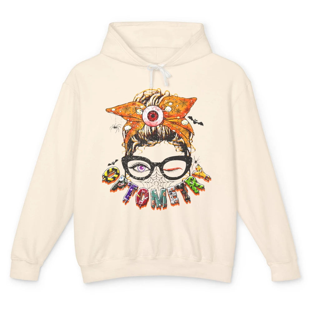 Optometry Messy Bun Glasses Halloween Optometrist Optician Unisex Lightweight Hoodie