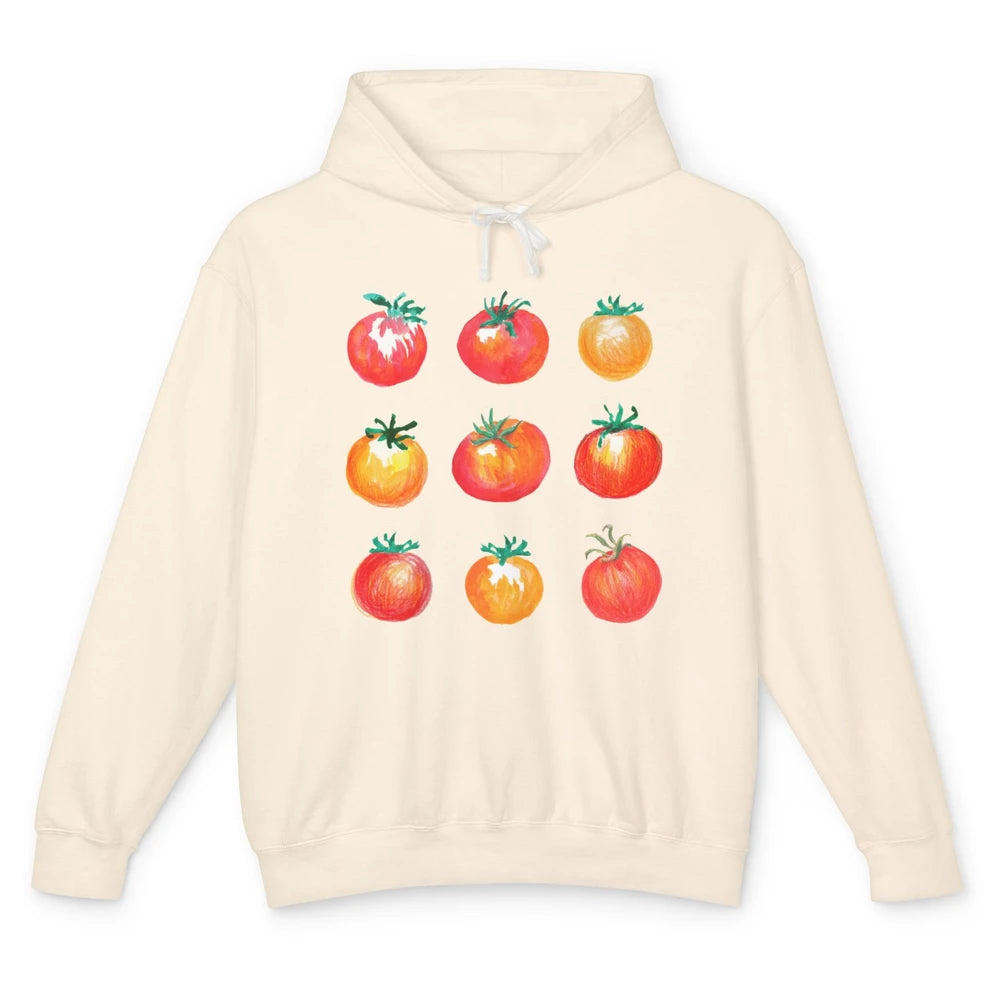 Funny Tomato Pun Hand Draw Tomatoes Watercolor Summer Foodie Unisex Lightweight Hoodie