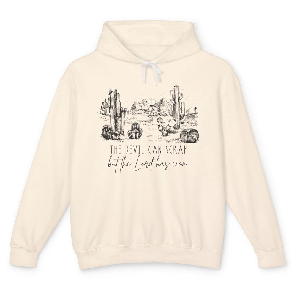 The Devil Can Scrap But The Lord Has Won Western Christian Unisex Lightweight Hoodie