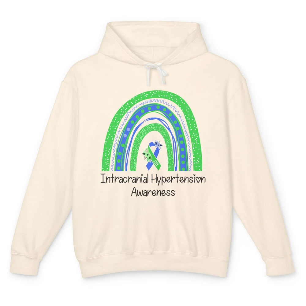 Intracranial Hypertension IIH Awareness Blue Green Rainbow Unisex Lightweight Hoodie