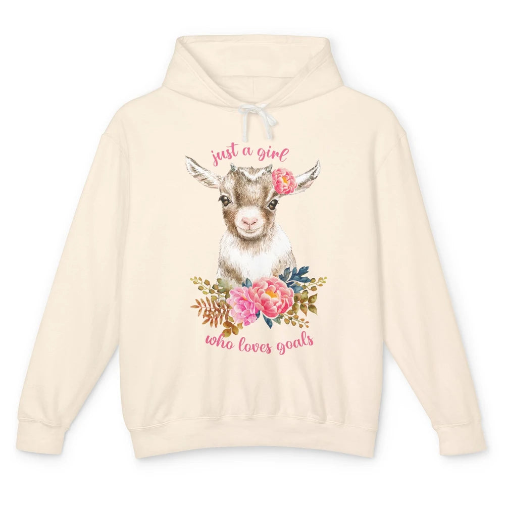 Floral Goat Mom Just A Girl Who Loves Goats Farmers Gift Unisex Lightweight Hoodie