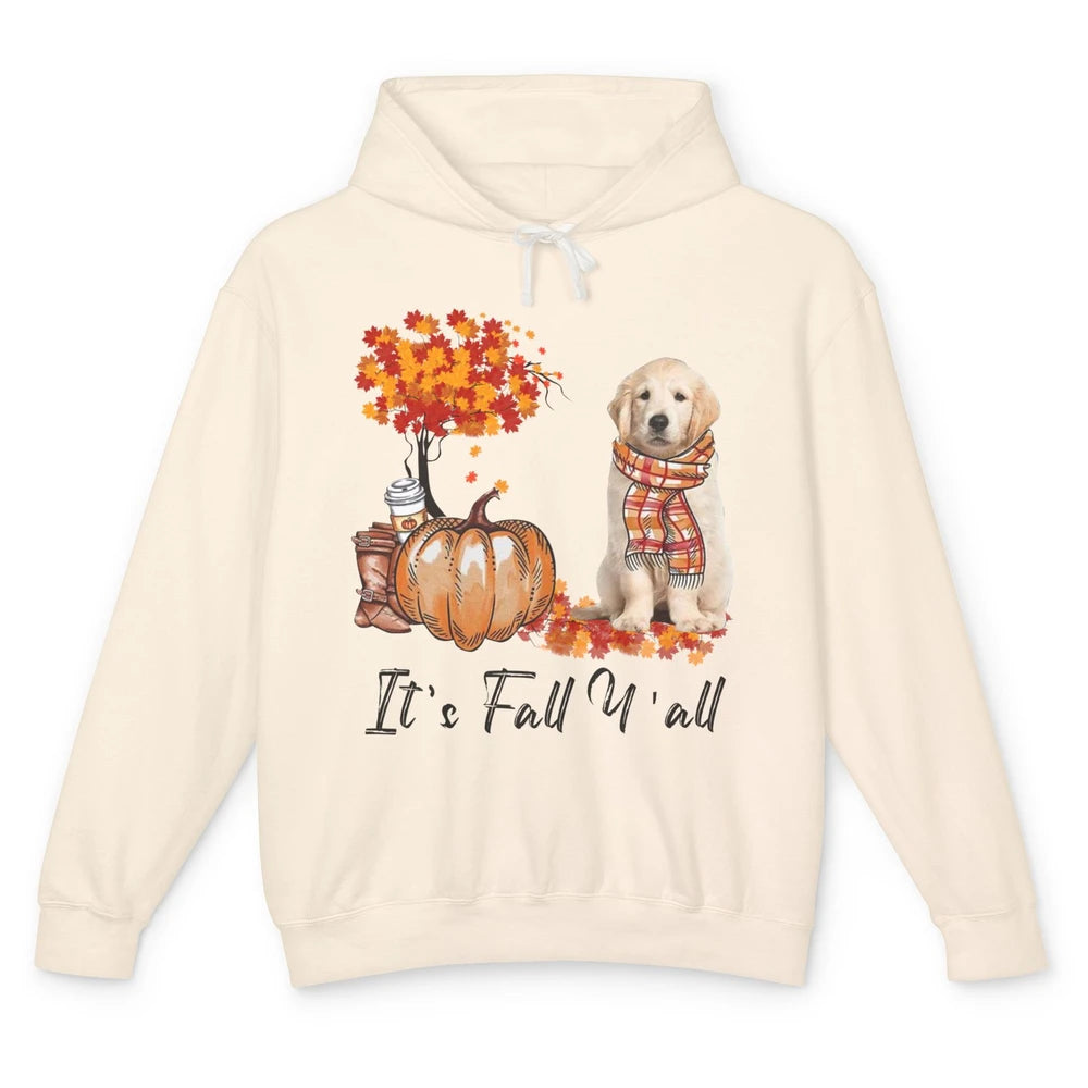 Golden Retriever Pumpkin Happy Fall Yall Autumn Thanksgiving Unisex Lightweight Hoodie