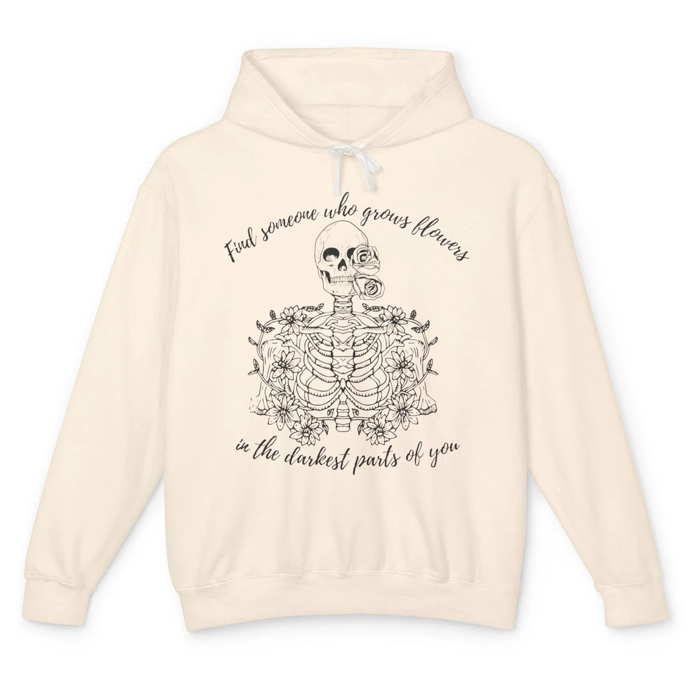 Floral Skeleton Find Someone Who Grow Flower Western Country Unisex Lightweight Hoodie