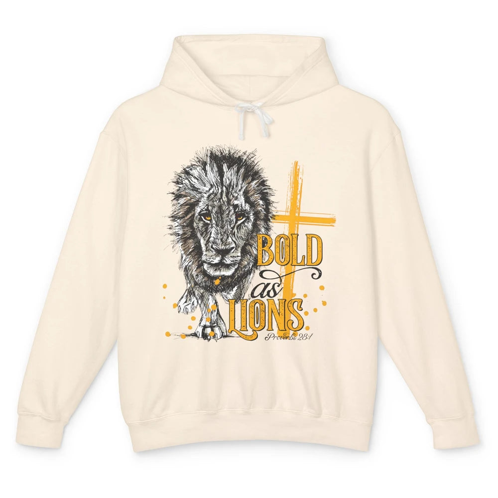 Bold As Lion Of Judah Bible Verse Christian Faith Religious Unisex Lightweight Hoodie