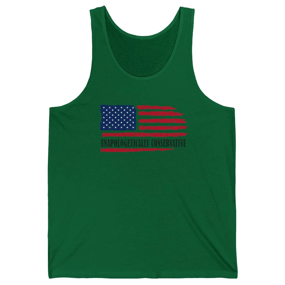 US Flag Unapologetically Conservative July 4th US Patriots Unisex Jersey Tank