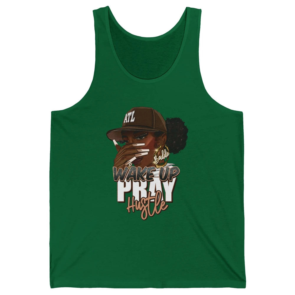 Afro Woman Wake Up Pray Hustle Inspirational Black Women Unisex Jersey Tank