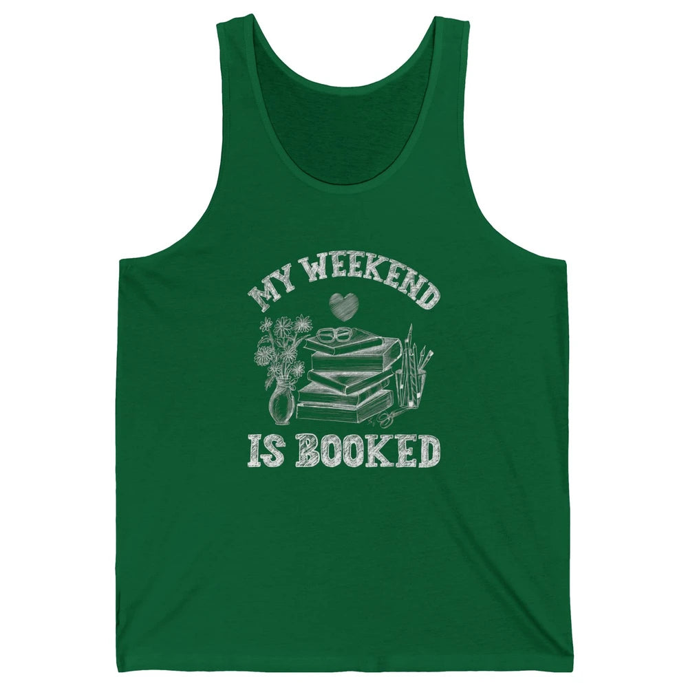 Weekend Booked Retro Book Reader Aesthetic Bookish Librarian Unisex Jersey Tank