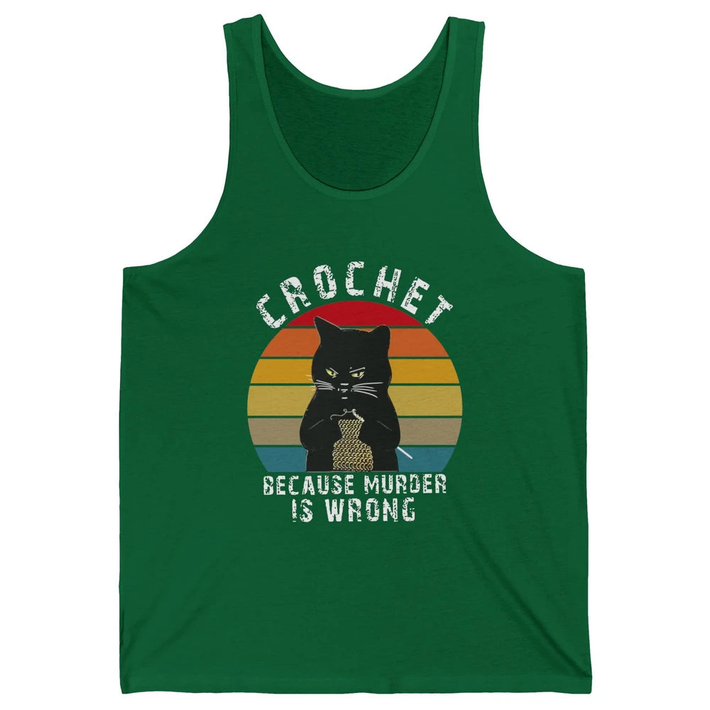 Vintage Black Cat Crochet Because Murder Is Wrong Crocheting Unisex Jersey Tank