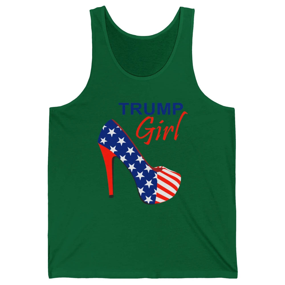 Trump Girl American Flag High Heels Republican Trump Support Unisex Jersey Tank