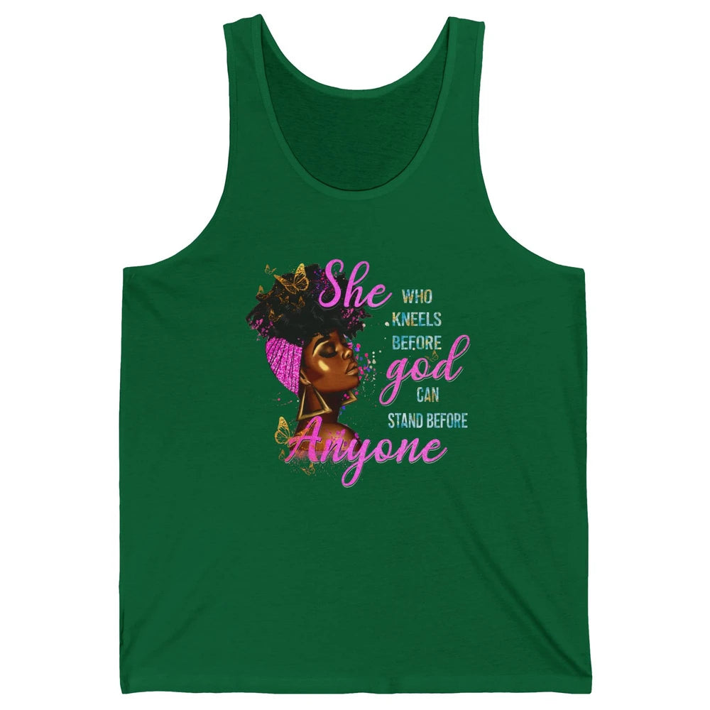 Black Girl She Who Kneels Before God Christian Afro Women Unisex Jersey Tank