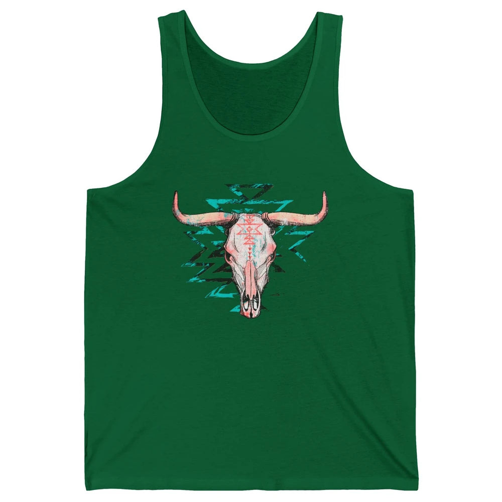 Boho Bull Skull Aztec Rodeo Desert Spirit Western Country Unisex Jersey Tank