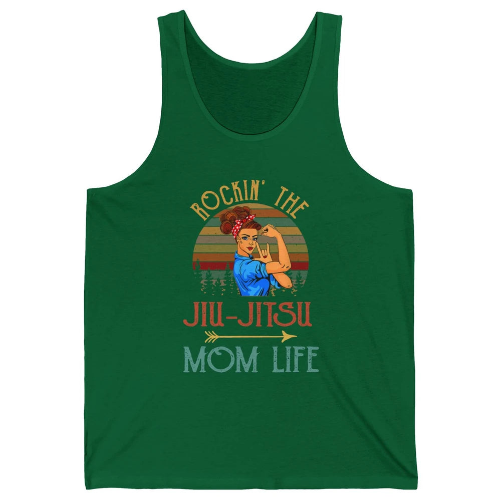 Vintage Messy Bun Jiu Jitsu Mom Life Taekwondo Martial Art Unisex Jersey Tank