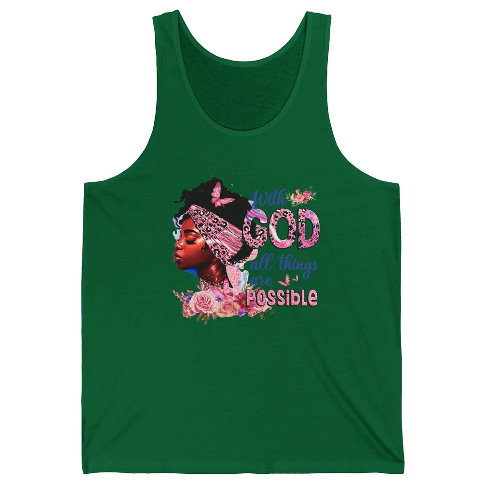 Afro Woman With God All Things Are Possible Bible Religious Unisex Jersey Tank