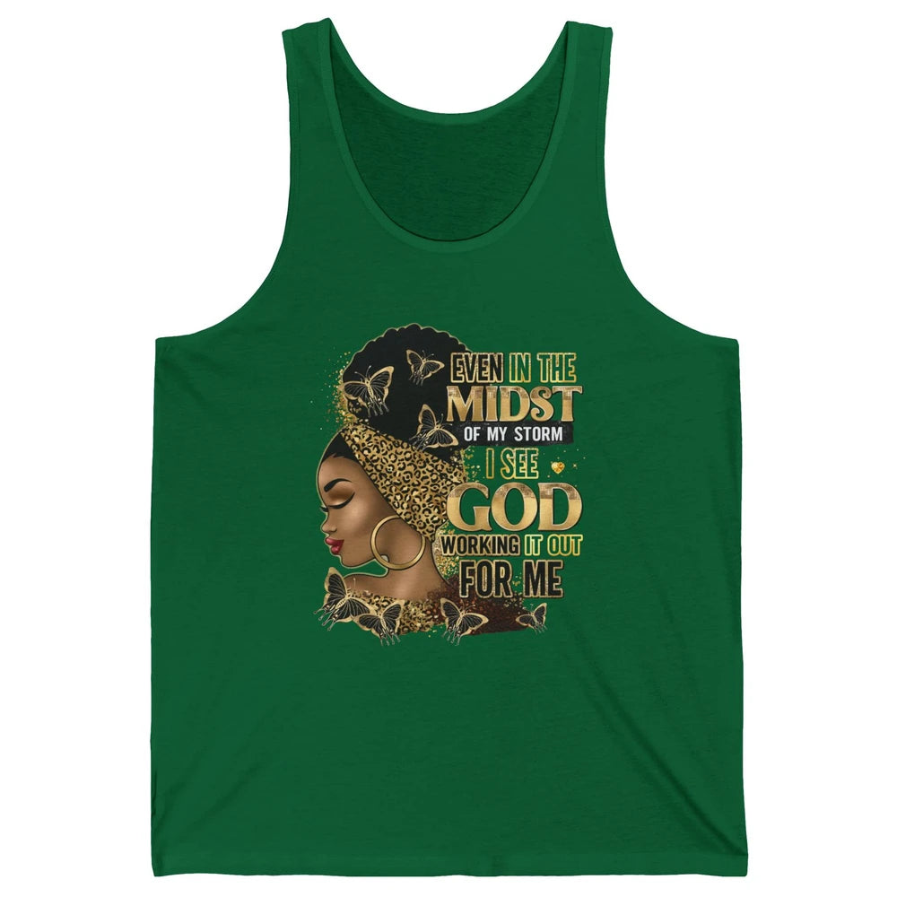 Black Girl In The Midst Of Storm Afro Woman Christian Belief Unisex Jersey Tank