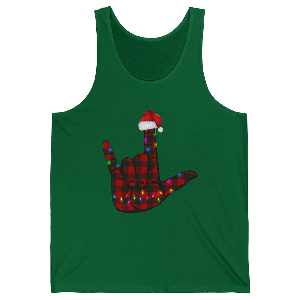 Merry Christmas Hand Sign Language Deaf Xmas Santa Hat ASL Unisex Jersey Tank