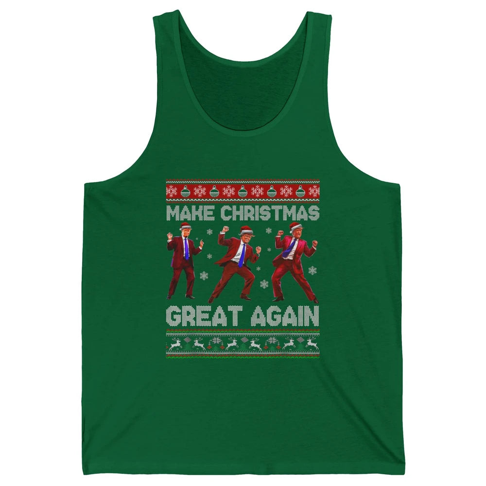 Funny Santa Trump Dance Make Christmas Great Again Xmas Ugly Political Republican Sarcastic Unisex Jersey Tank