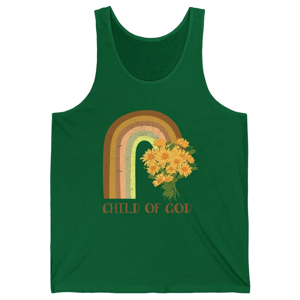 Vintage Sunflower Rainbow Child Of God Christian Religious Unisex Jersey Tank