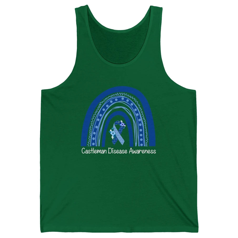 Castleman Disease Awareness Floral Blue Ribbon Rare Disease Unisex Jersey Tank