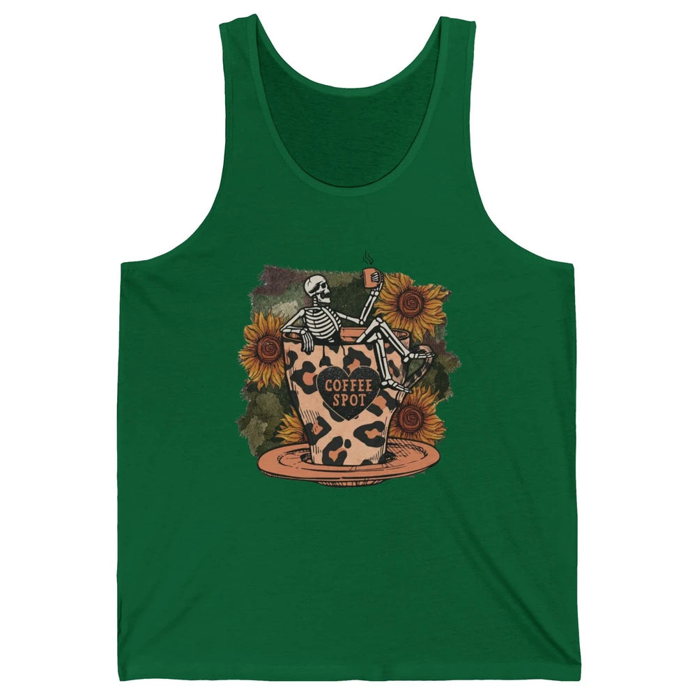 Sunflower Skeleton Dead Inside But Caffeinated Coffee Lovers Unisex Jersey Tank