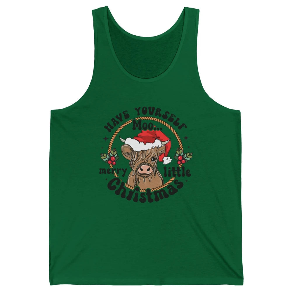 Have Yourself Merry Little Christmas Cow Santa Hat Xmas Gift Unisex Jersey Tank