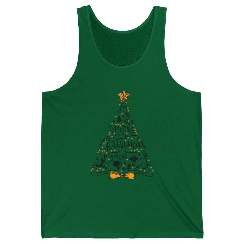 Funny Sewing Merry Christmas Tree Quilting Symbols Christmas Unisex Jersey Tank